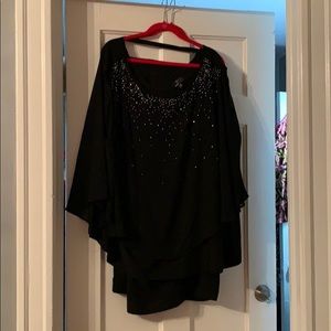 Evening pant suit black with rhinestones w/pants